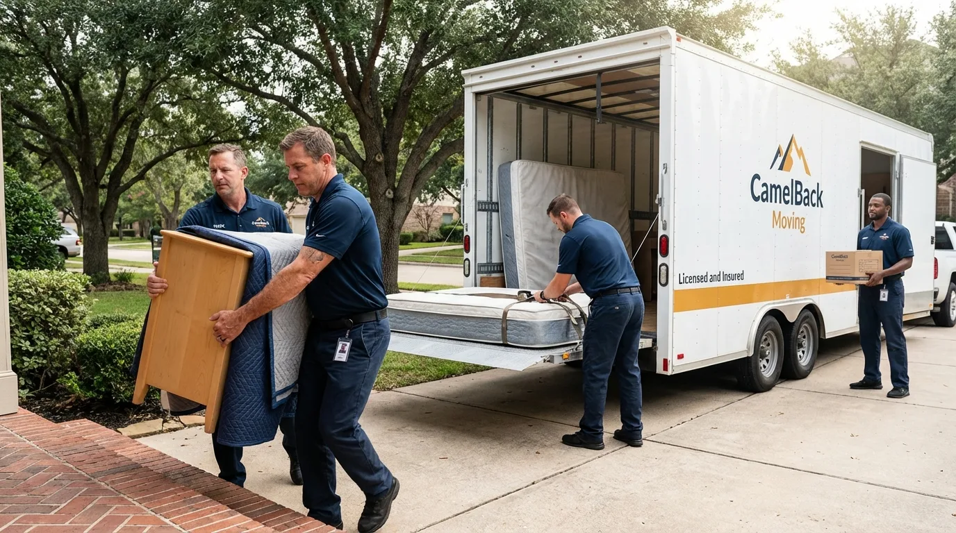 Crew loading residential truck for cross-state move from Mount Dora, FL