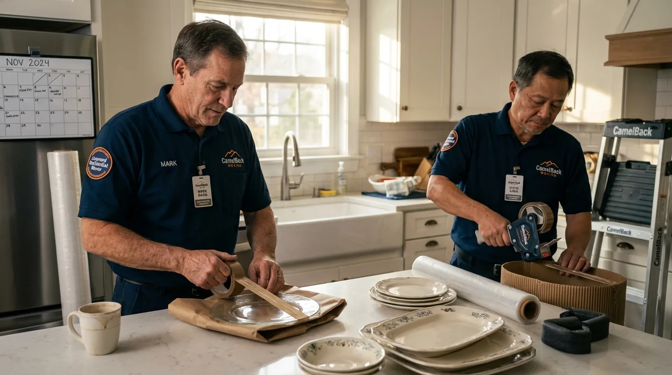 Professional crew packing kitchen dishware in Mount Dora, FL